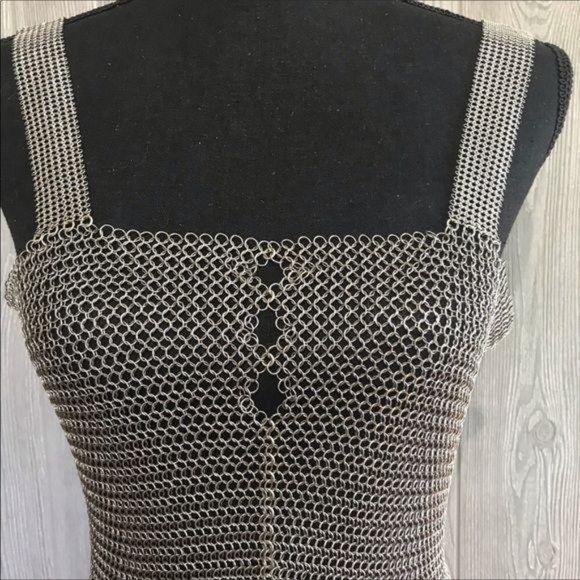 Elaine unziker metal Chainmail tank top cosplay soldered rings medieval larping - Picture 3 of 8